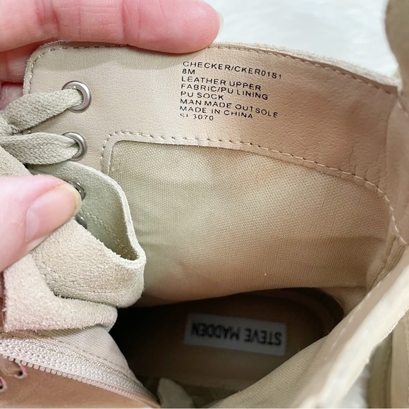 Steve Madden Checker Lug Sole Combat Boot in Taupe Suede Leather Women’s Size 8 - Picture 7 of 10